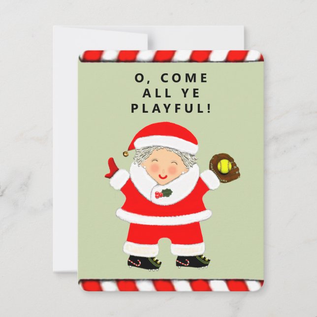 Funny Softball Christmas Feiertagskarte (Vorderseite)