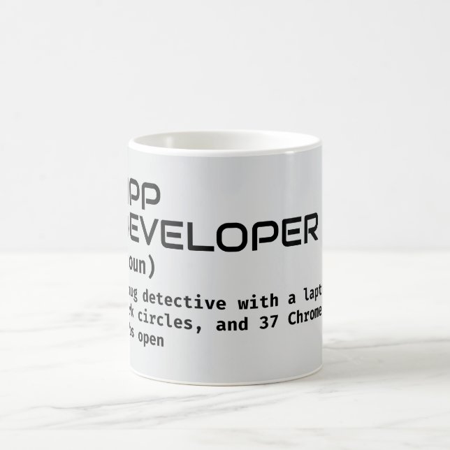 Funny Software Developer Definition Geschenk Kaffeetasse (Mittel)