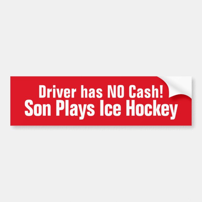 Funny, Sohn spielt Eishockey-Autoaufkleber Autoaufkleber (Vorne)