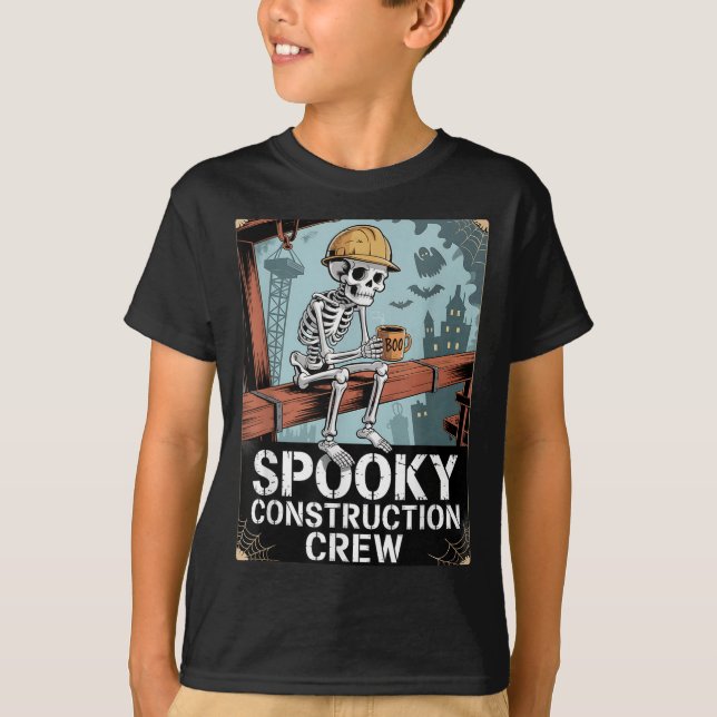 Funny Soky Skeleton Workers Halloween Construction T-Shirt (Vorderseite)