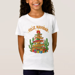 Funny Sombrero Stack Christmas Tree Feliz Navidad T-Shirt
