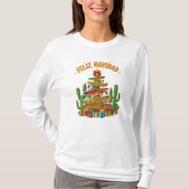 Funny Sombrero Stack Christmas Tree Feliz Navidad T-Shirt