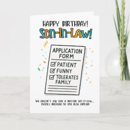 Funny Son-in-Law Card - Formular für die Anwendung Dankeskarte
