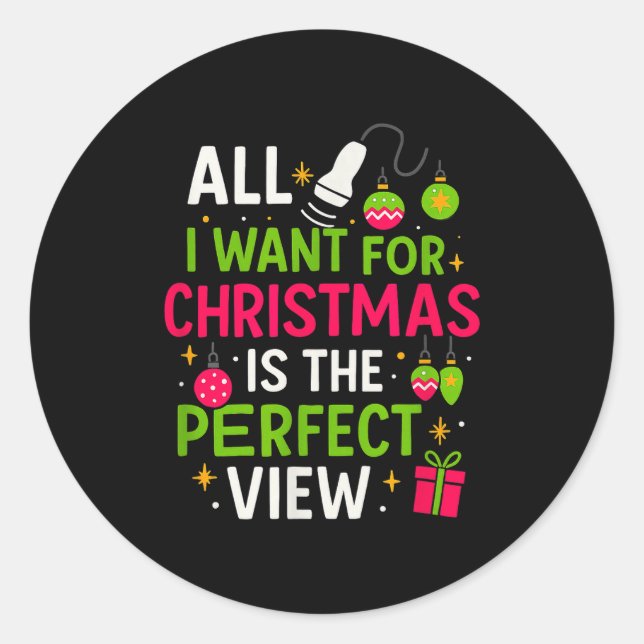 Funny Sonographer Christmas - Holiday Ultrasound T Runder Aufkleber (Vorderseite)