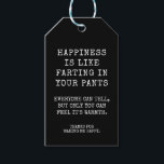 Funny Soul Sister Happy Birthday Message Geschenkanhänger<br><div class="desc">Glück ist wie in der Hose zu putzen. Jeder kann es sagen, aber nur man kann fühlen, dass es Wärme ist. Funny Gift Tags für Soul Schwester, Best Friend oder jemand, den Sie Liebe. Danke, dass du mich glücklich gemacht hast. Dieses Geschenk-Tag verfügt über einen einfachen, lustigen, schwarz-weiß anpassbaren Text...</div>