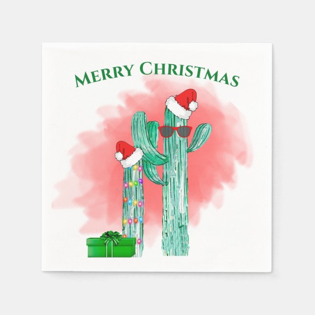 Funny Southwest Cactus Sunglasses Weihnachten Serviette (Vorderseite)