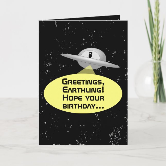 Funny Space Alien Carte d'anniversaire personnalis (Devant)