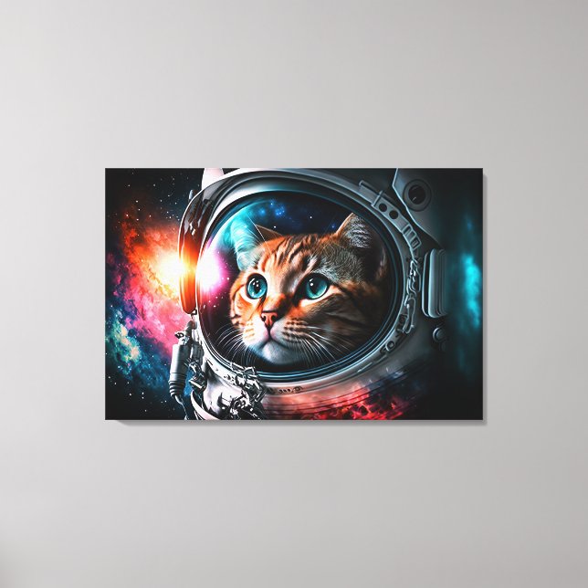 Funny Space Cat Astronaut Kitty Galaxy Universe Leinwanddruck (Vorderseite)
