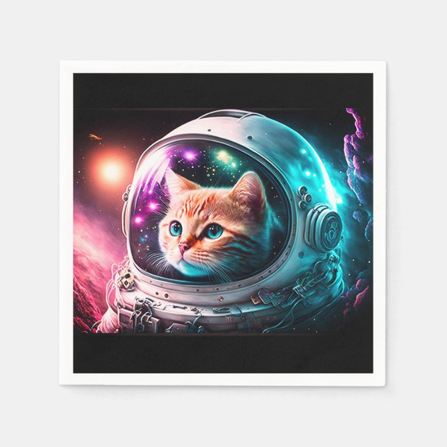 Funny Space Cat Astronaut Kitty Galaxy Universe Serviette (Vorderseite)