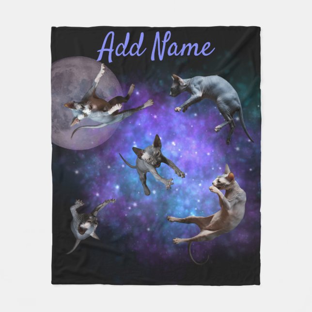 Funny Space Sphynx Katzen Floating Galaxy Katze Fleecedecke (Vorderseite)