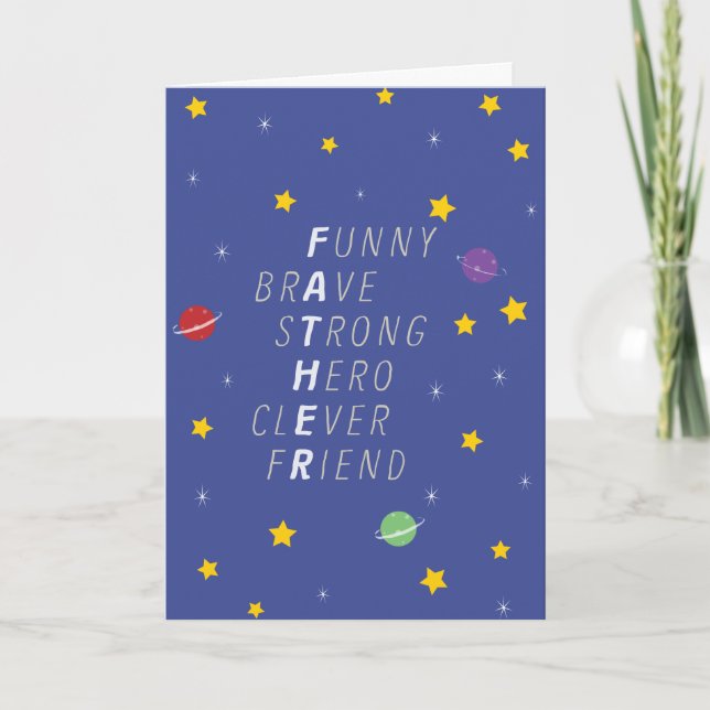 Funny Space Thema Vatertag Card Einladung (Vorderseite)