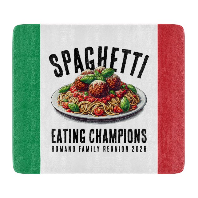 Funny Spaghetti Eating Champions Family Reunion Schneidebrett (Vorderseite)