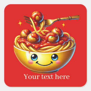 Funny spaghetti Text hinzufügen Quadratischer Aufkleber