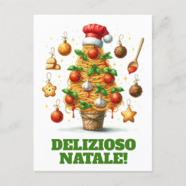Funny Spaghetti Weihnachtsbaum Delizioso Natale! Postkarte