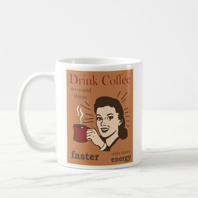 Funny Spaß Vintag Retro Frau Kaffeetasse (Links)