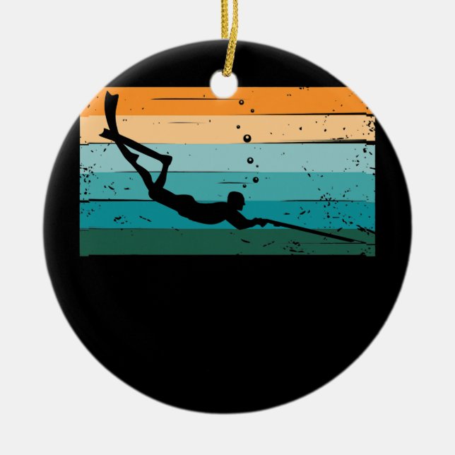 Funny Spearfishing Geschenk für Männer Frauen tauc Keramik Ornament (Vorne)