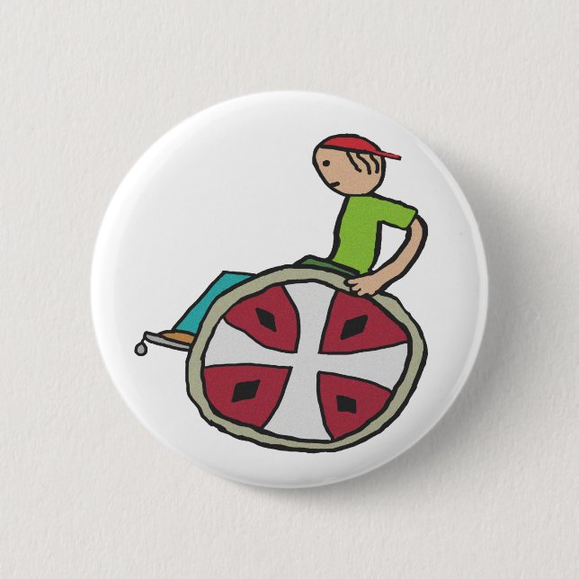 Funny Speedy Rollstuhlbenutzer Button (Vorderseite)