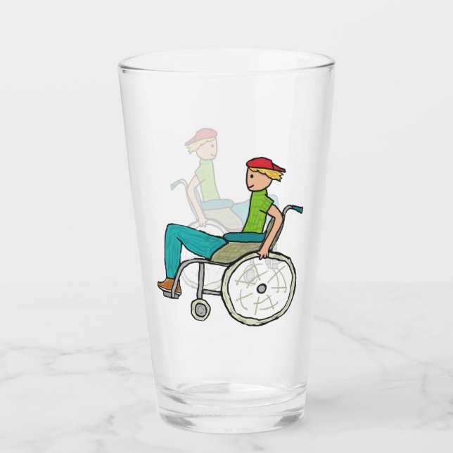 Funny Speedy Rollstuhlbenutzer Glas (Vorderseite)
