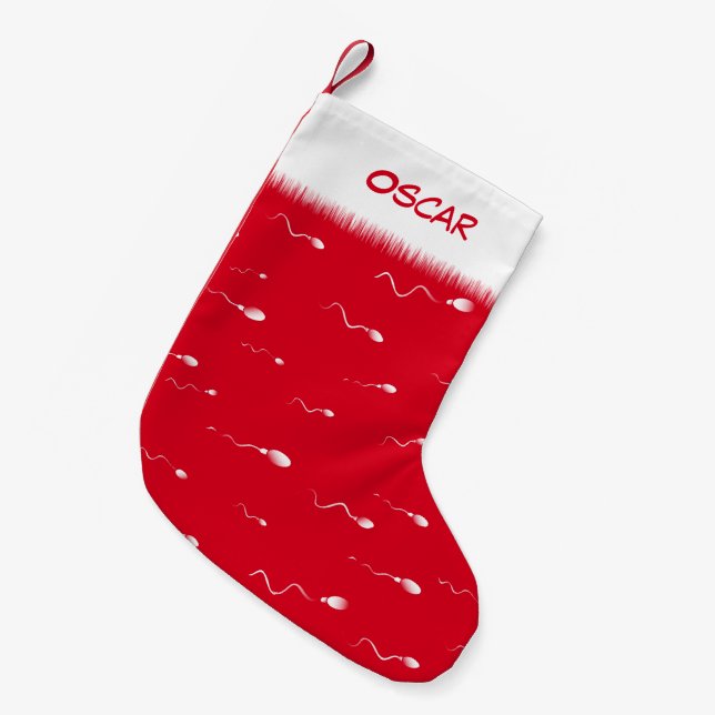 Funny Sperm Pattern Personalisiert Kleiner Weihnachtsstrumpf (Vorderansicht (hängend))