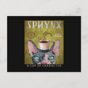 Funny Sphynx Cat Coffee Co. A Cup Of Character Postkarte