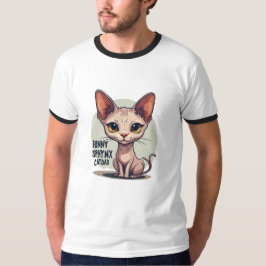 Funny Sphynx Cat Dad Cartoon Art T-Shirt