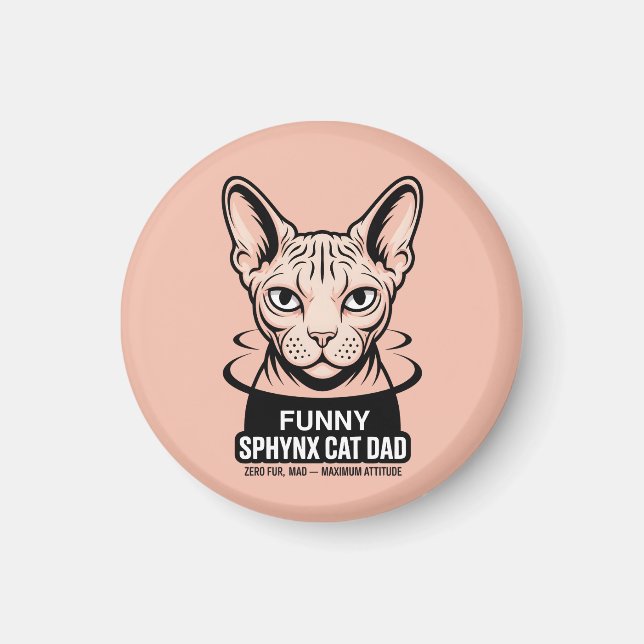 Funny Sphynx Cat Dad Vector Art Magnet (Vorne)