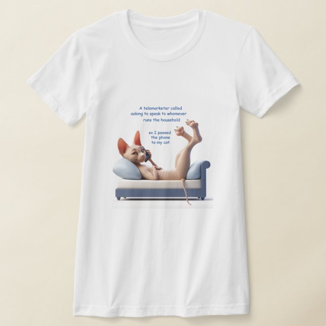 Funny Sphynx Telemarketer T - Shirt (Ablage )