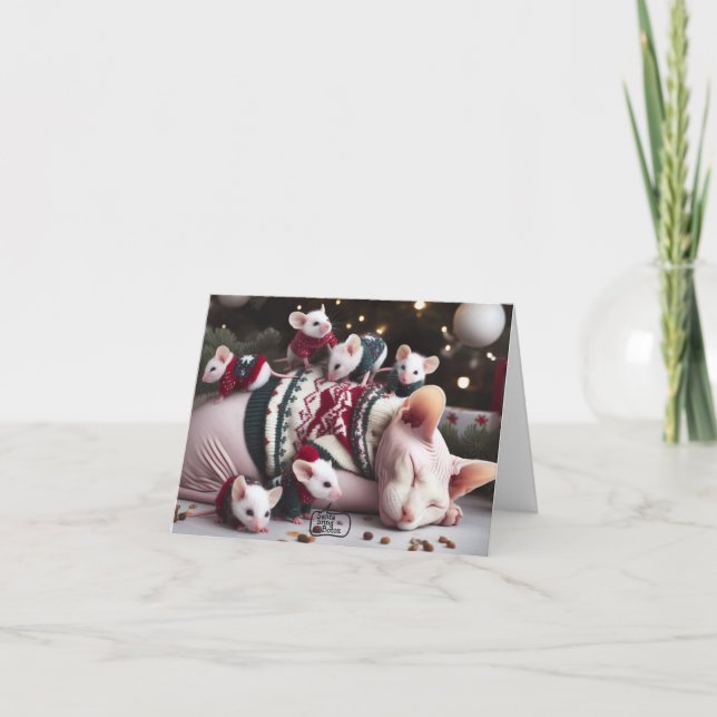 Funny Sphynx Weihnachtskarte Karte (Vorderseite)