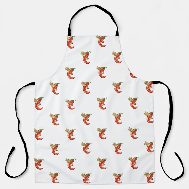 Funny Spicy Chili auf Feuermuster Schürze (Vorderseite)