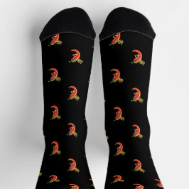 Funny Spicy Chili auf Feuermuster Socken