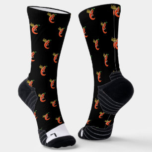 Funny Spicy Chili auf Feuermuster Socken