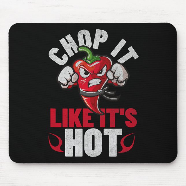 Funny Spicy Chili Karate Design Chile Pepper Spaß Mousepad (Vorne)