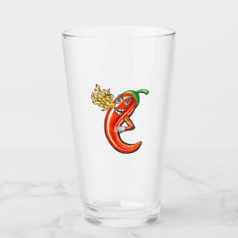 Funny Spicy Chili on Fire Glas