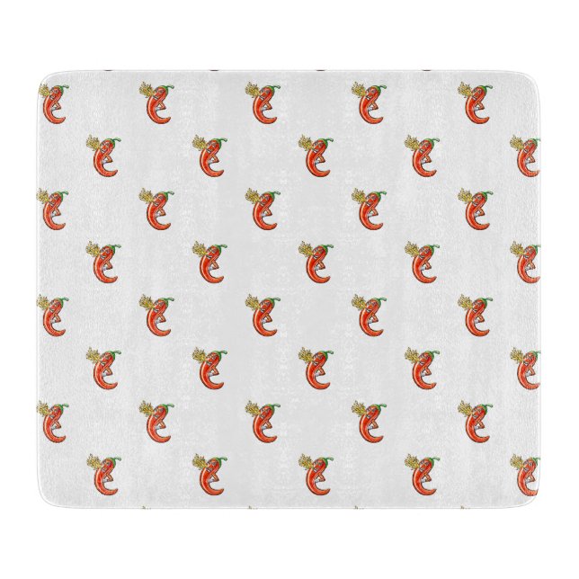 Funny Spicy Chili on Fire Schneidebrett (Vorderseite)