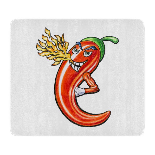 Funny Spicy Chili on Fire Schneidebrett (Vorderseite)