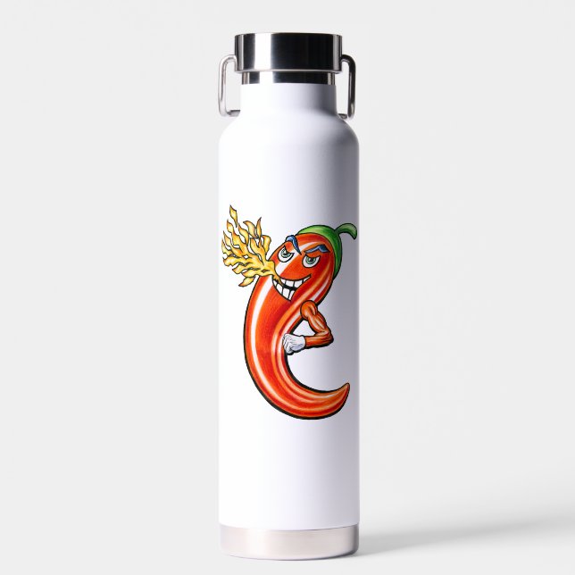 Funny Spicy Chili on Fire Trinkflasche (Vorne)
