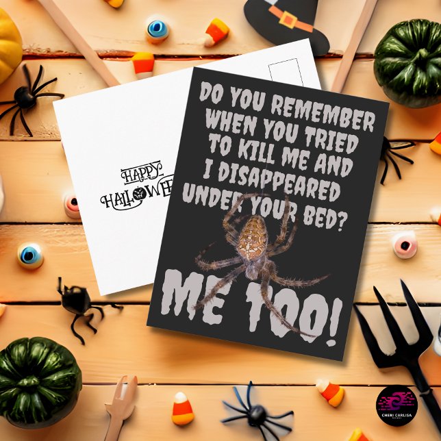 Funny Spider Revenge Halloween Postkarte (Send this to someone who “doesn’t like spiders.” 🕷️)