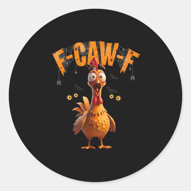 Funny Spider Web Chicken F-caw-f Runder Aufkleber (Vorderseite)