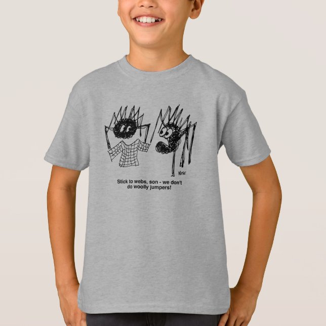 Funny Spiders and Spiders Web Weaving Cartoon T-Shirt (Vorderseite)