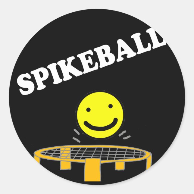Funny Spikeball Net mit Smile Face Art Runder Aufkleber (Vorderseite)