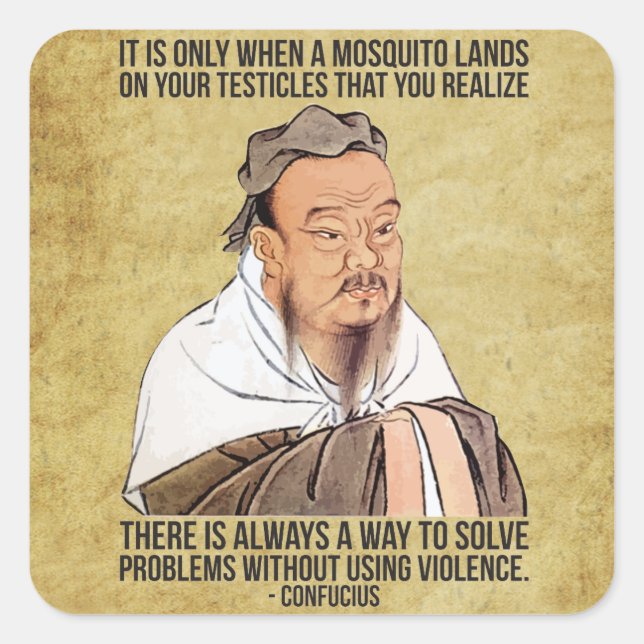 Funny Spiritual Quote - Moskito auf Hoden Quadratischer Aufkleber (Vorderseite)