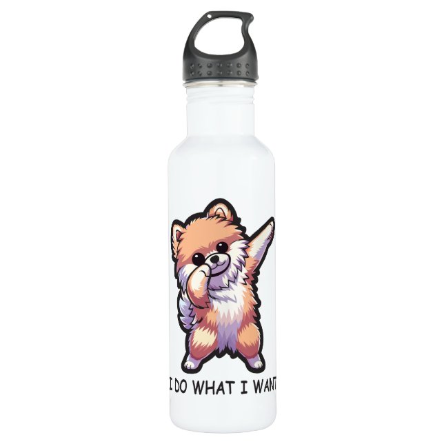 Funny Spitz Dog Edelstahlflasche (Vorderseite)