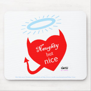 Funny Split Personality Naughty Nice Cartoon Herzl Mousepad