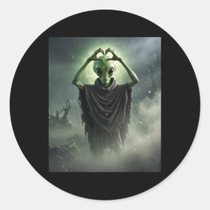 Funny Spooky Alien Heart Hands Horror Poster Hallo Runder Aufkleber