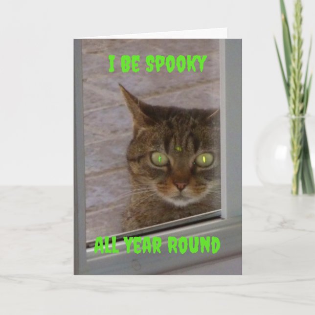 Funny Spooky Cat Halloween Card Karte (Vorderseite)