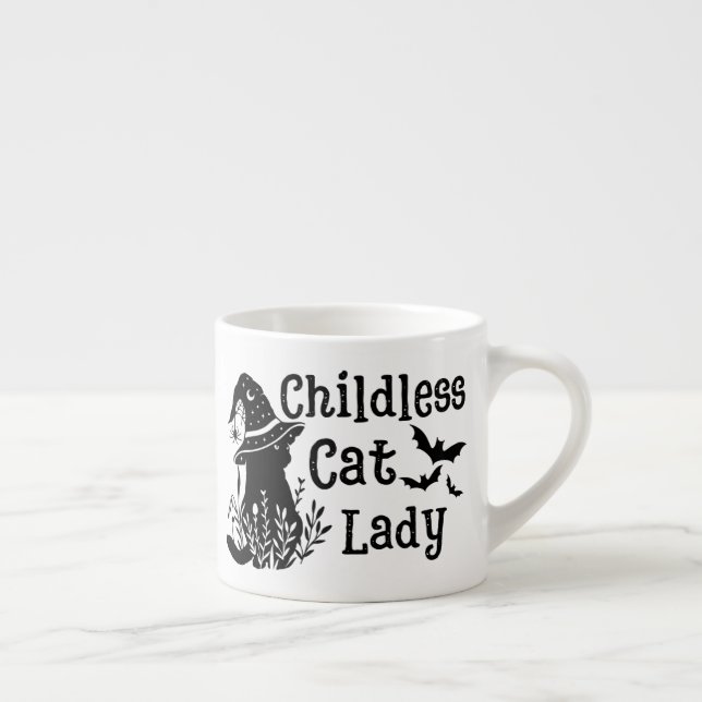 Funny Spooky Cut Kinderlose Katze Lady Espressotasse (Rechts)