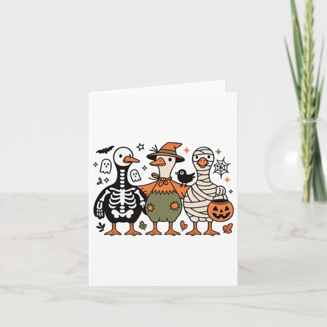 Funny Spooky Halloween Albern Gänse Ghost Leckerei Karte (Vorderseite)