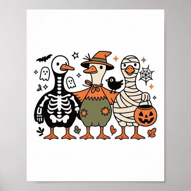 Funny Spooky Halloween Albern Gänse Ghost Leckerei Poster (Vorne)