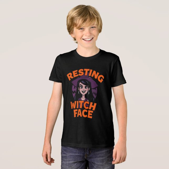 Funny Spooky Halloween Shirt -"Resting Hexe Face" (Vorderseite voll)