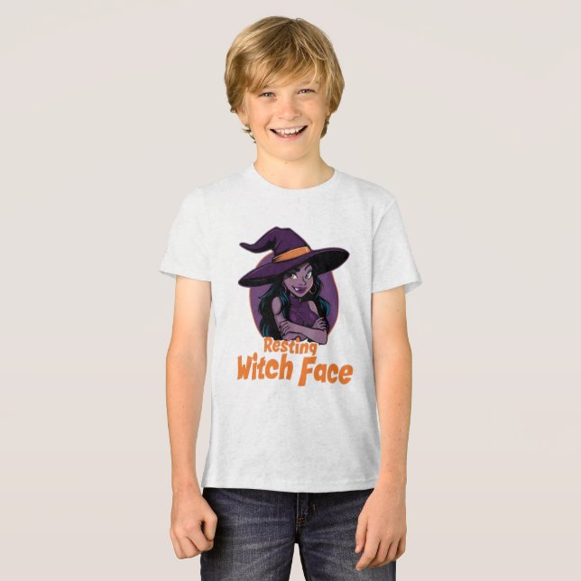 Funny Spooky Halloween Shirt -"Resting Hexe Face" (Vorderseite voll)